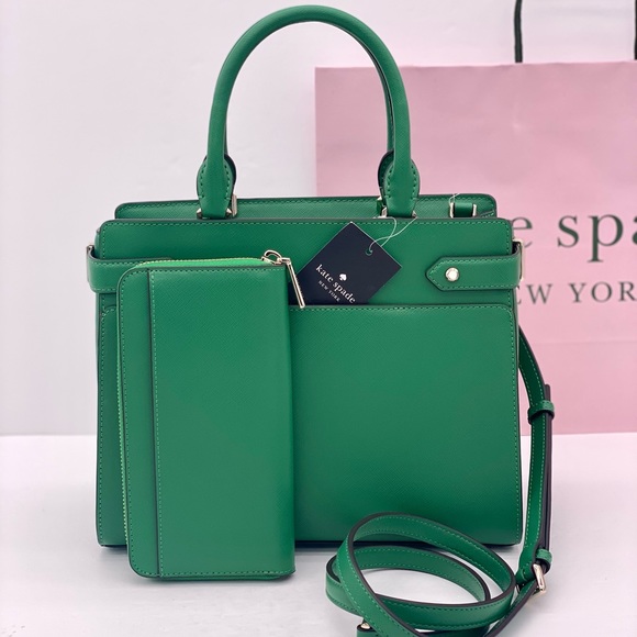 Kate Spade Staci Medium Satchel and Wallet Set Green - Picture 3 of 13